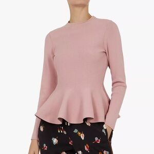 Ted Baker Hinlia peplum sweater blush pink Size 3/Medium MSRP $250